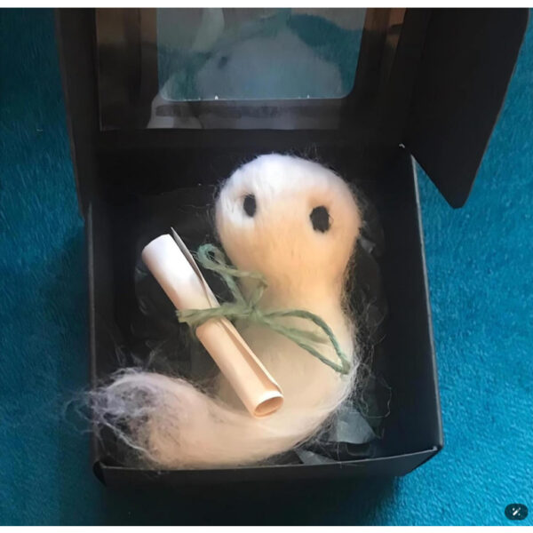 Adote um fantasma – fantasma de bolso pequeno fofo com um pequeno pergaminho, boneca fantasma de pelúcia  Pronta Entrega - Imagem 8