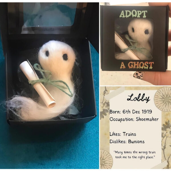 Adote um fantasma – fantasma de bolso pequeno fofo com um pequeno pergaminho, boneca fantasma de pelúcia  Pronta Entrega - Imagem 5