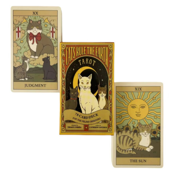 Gatos Governam a Terra – Cartas de Tarô 78 Oracle, Edição em Inglês para Adivinhação, Visões e Jogos Místicos - Imagem 2