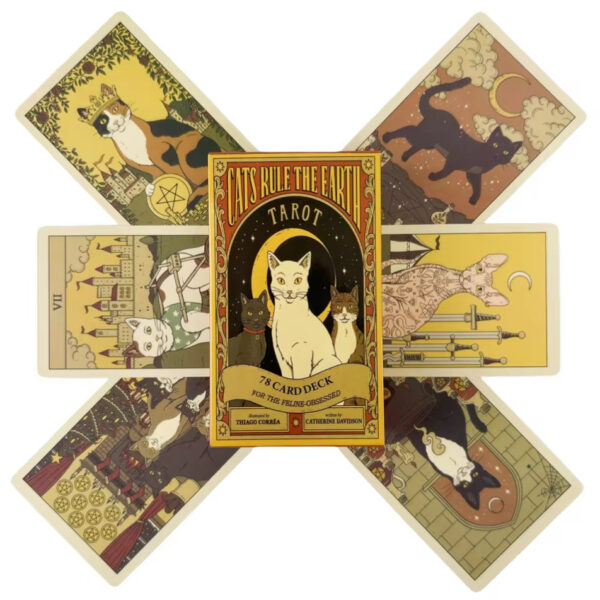 Gatos Governam a Terra – Cartas de Tarô 78 Oracle, Edição em Inglês para Adivinhação, Visões e Jogos Místicos - Imagem 4