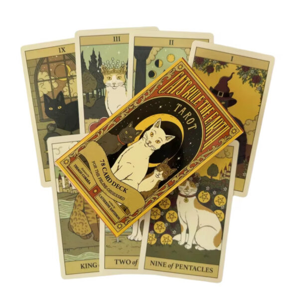 Gatos Governam a Terra – Cartas de Tarô 78 Oracle, Edição em Inglês para Adivinhação, Visões e Jogos Místicos - Imagem 6