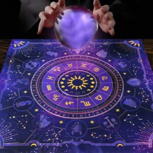 Toalha de Mesa Mística Zodíaco 49x49cm • Altar Tarot Astrologia • Pano para Cartas e Jogos