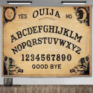 Tapeçaria Psicodélica Ouija | Estilo Gótico & Ocultismo | Mandala Astrológica para Decoração de Ambientes e Altares