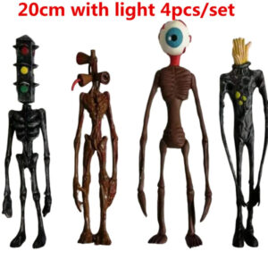 Kit 4 Figuras Siren Head 20cm com Luz Articuladas PVC Colecionáveis Pronta Entrega