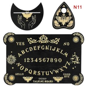 Placa de Pêndulo de Adivinhação em Madeira 12” Gravada Estilo Ouija – Kit de Bruxa com Letras Números e Símbolos