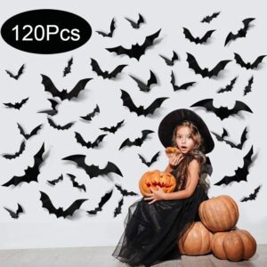 Morcegos 3D Halloween decoracao parede adesivos pvc 120 pecas preto festa assustador casa